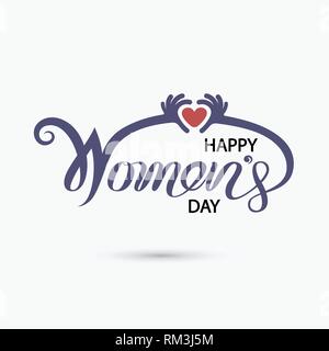 Rosa Happy Frauentag typografischen Gestaltungselemente. Internationaler Tag der Frau Symbol. Tag der Frauen Symbol. Minimalistisches Design für internationale Frauen Stock Vektor