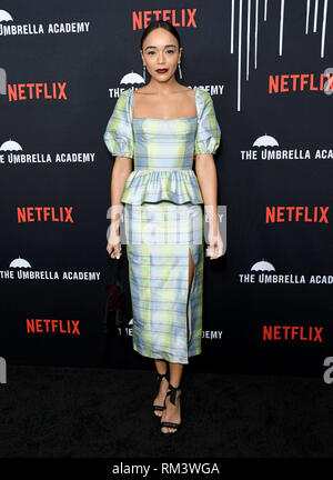 Hollywood, CA, USA. 12 Feb, 2019. 12. Februar 2019 - Hollywood, Kalifornien - Ashley Madekwe. Von Netflix'' der Umbrella Academy" Los Angeles Premiere am Arclight Hollywood statt. Photo Credit: Birdie Thompson/AdMedia Credit: Birdie Thompson/AdMedia/ZUMA Draht/Alamy leben Nachrichten Stockfoto