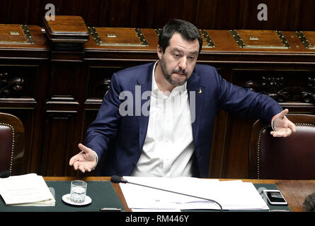 Foto Fabio Cimaglia/LaPresse 13-02-2019 Roma Politica Camera dei Deputati. Die Fragestunde Nella foto Matteo Salvini Foto Fabio Cimaglia/LaPresse 13-02-2019 Roma (Italien) Politik Abgeordnetenhaus. Frage mal In der Pic Matteo Salvini Stockfoto