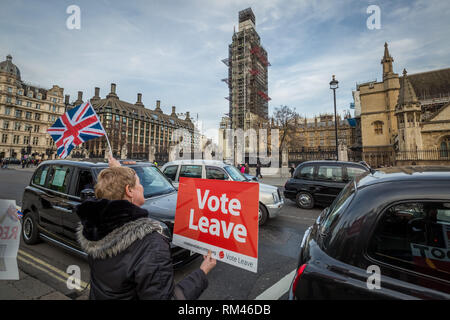 London, Großbritannien. 13. Feb 2019. Abstimmung: Brexit Proteste in Westminster. Credit: Guy Corbishley/Alamy leben Nachrichten Stockfoto