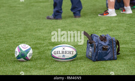 Clydebank, Schottland, Großbritannien. 13. Februar, 2019. Schottland und Schottland U20 während der offenen Training in Clydebank Gemeinschaft Sport Hub, in der Nähe von Glasgow, während das Guinness sechs Nationen brache Woche. Iain McGuinness/Alamy leben Nachrichten Stockfoto