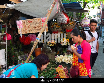 4. Mai 2012, Manila, Philippinen - eine Frau sorgfältig gesehen wählte ihre Art der Blume während Valentinstag Vorbereitungen auf einem Markt in Manila zu arrangiert werden. (Bild: © Josefiel Rivera/SOPA Bilder über ZUMA Draht) Stockfoto