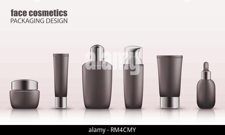 Festlegen von realistischen grünes Glas Flaschen eco cosvetic Stock Vektor