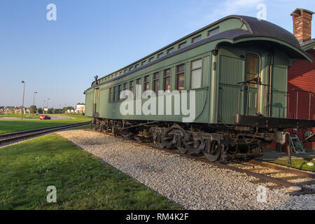 Äußere des Thomas Edison Depot Museum. Das Museum verfügt über einen restaurierten historischen Luxuszug Auto und Thomas Edison gewidmet. Stockfoto