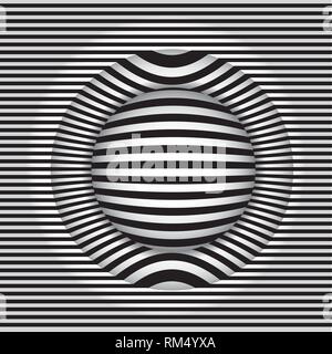 Bilder im Stil Op Art schwarzen und weißen Hintergrund. Vector Illustration Stock Vektor