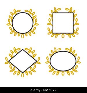 Set mit geometrischen Rahmen mit Kranz in geradlinigen Stil. Vektor Sammlung Symbol Abbildung Stock Vektor