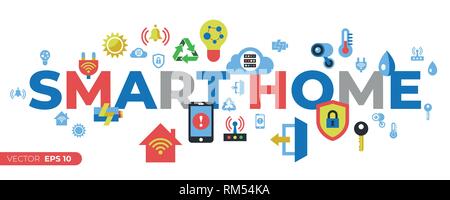 Digitale Vektor wireless smart und digitale Haus einfache Symbole, flacher Stil Infografiken Stock Vektor