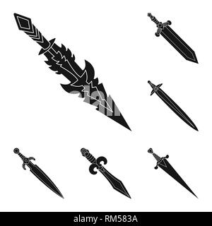 Magie, uralte, Langschwert, Spanisch, Power, Glas, Griff, Krieger, Griff, Dragon, Gold, Militär, Eroberer, Dekoration, Alte, Stahl, Silber, Stein, Schlacht, Kupfer, Ruby, Antiquitäten, Schmuck, Chinesische, Ritter, Edelstein, Soldat, Fantasy, Sharp, Messer, Schwert, Dolch, Messer, Waffen, Sabre, mittelalterliche, Spiel, Rüstung, Set, Vector, Icon, Illustration, isoliert, Sammlung, Design, Element, Grafik, Zeichen, Schwarz, einfachen Vektor Vektoren, Stock Vektor