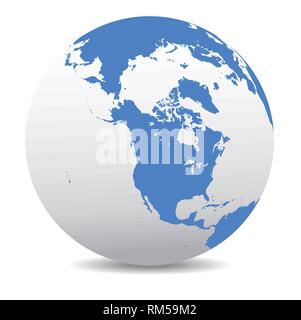 Kanada, Nordamerika, Sibirien und Japan globale Welt, Vektor Symbol Karte der Welt Kugel Stock Vektor