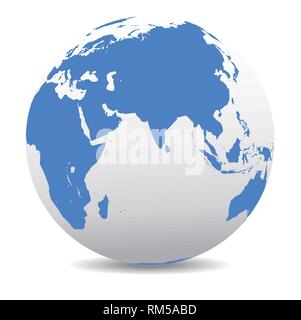 Indien, Afrika, China, Indischer Ozean, globalen Welt, Vektor Symbol Karte der Welt, Kugel Stock Vektor