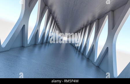 Moderne Beton Korridor 3D Rendering image Stockfoto