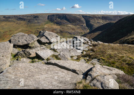 September in den Hügeln um Taube Stein Reservoir, Greenfield, Greater Manchester, England. Stockfoto