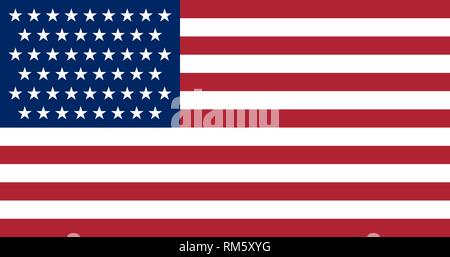 Flagge der Vereinigten Staaten von Amerika mit 51 Stern von Puerto Rico. Die US-Flagge in so nah wie möglich an den exakten Proportionen, Größen und Farben. Stock Vektor