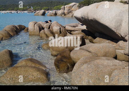 Schöne Strände - Santa Giulia Brach, Süd Korsika, Porto Vecchio Korsika Stockfoto