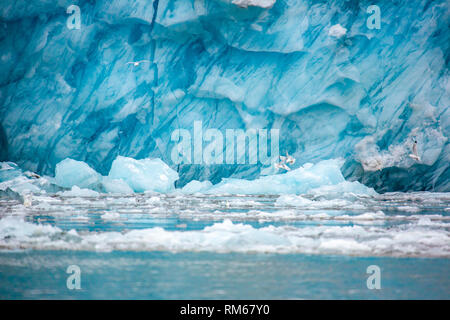 Das Eis der Blaue Eisberge enthält weniger Luftblasen als die mehr oder weniger weiß erscheinen. An regnerischen Tagen ihre Farbe erscheint besonders intensiv. Stockfoto