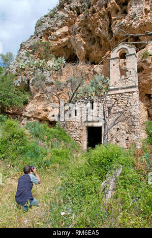 Die frühen Christlichen Chiesa Rupestre Madonna di Monteverde, rock Kirche in Matera, Basilikata, Süditalien, Europäische Stadt der Kultur 2019 Stockfoto