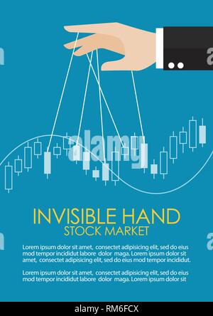 Hand ist controlling Lager Kerze stick Grafik Infografik. Unsichtbare Hand, Metapher Konzept Stock Vektor