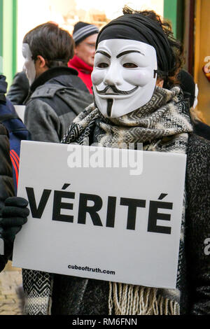 "Würfel der Wahrheit: Anonym auf der Straße mit Gewalt Aufnahmen von Tieren, Landwirtschaft, Lyon, Frankreich Stockfoto