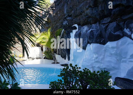 Schwimmbecken, Vulkanhaus, Fundación César Manrique, Vulkan und Photographie, Museum, La Asomada, Lanzarote, Kanarische Inseln, Spanien Stockfoto