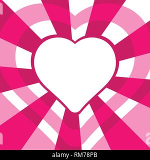 Herz-muster Strahlung, Konzentration, radial, pink Valentine's Day Vektor mit Platz für Text. Muttertag Grußkarte. Heart frame Stock Vektor