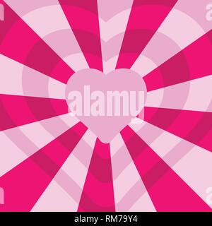 Herz-muster Strahlung, Konzentration, radial, pink Valentine's Day Vektor mit Platz für Text. Muttertag Grußkarte. Heart frame Stock Vektor
