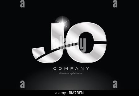Silber schreiben Jo j o Metall Kombination Alphabet logo Icon Design mit grauer Farbe auf schwarzem Hintergrund geeignet für ein Unternehmen oder ein Geschäft Stock Vektor