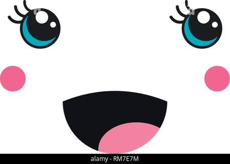 Kreative cute girl kawaii Gesicht auf weißen isoliert. Stock Vektor