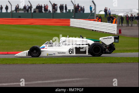 Jason Wright, der eine weiß, 1978 Shadow DN8 während der FIA Meister historische Formel-1-Rennen in Silverstone Classic 2017 Stockfoto