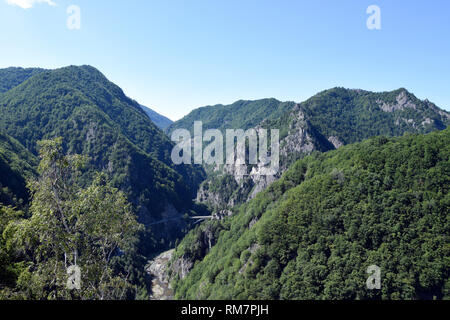 Berg in der Nähe von Poenari Cetatea Schloss. Arges River Valley, Rumänien. Stockfoto