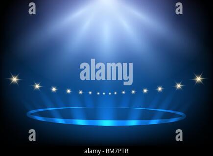 Blue Night Bühne leuchtet. Vector Illustration. Stock Vektor