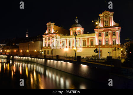 Ossolineum Palast bei Nacht. Wroclaw, Polen Stockfoto