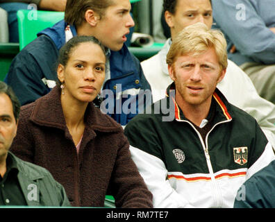 Rochus Club Düsseldorf (DŸsseldorf, Düsseldorf) Deutschland 20.5.1999, Tennis: World Team Cup - - - Barbara und Boris Becker Stockfoto