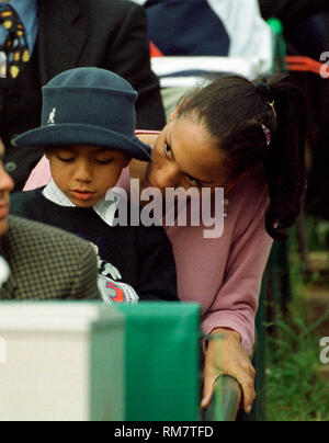 Rochus Club Düsseldorf (DŸsseldorf, Düsseldorf) Deutschland 20.5.1999, Tennis: World Team Cup - - - Barbara und Noah Becker Stockfoto