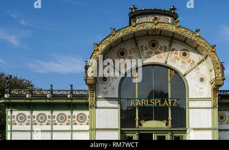 Jugendstil Otto Wagner Pavillon, Karlsplatz, Wien, Österreich Stockfoto