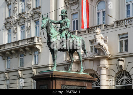 Reiterstandbild von Feldmarschall Josef Wenzel Radetzky von Radetz auf der Ringstraße in Wien, Österreich Stockfoto