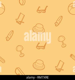 Strand Umrisse isometrische Muster. Vector Illustration, EPS 10. Stock Vektor