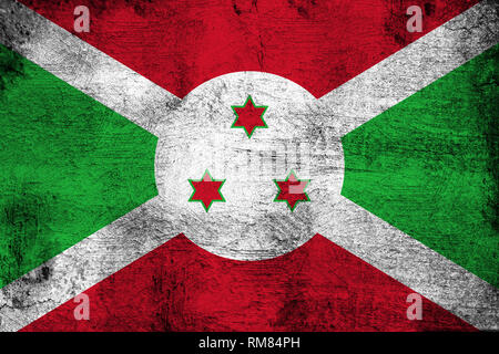 Burundi grunge und dirty Flag Abbildung. Perfekt für Hintergrund oder Textur. Stockfoto
