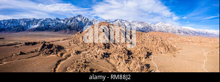 Luftaufnahme von Mt Whitney Lone Pine, CA Eastern Sierra Nevada Alabama Hills USA Stockfoto