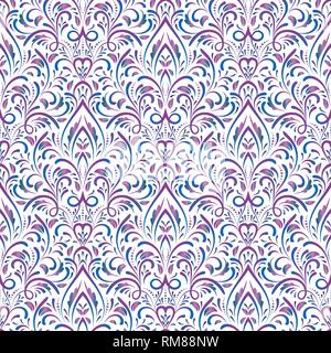 Symmetrische nahtlose violett Muster. Dekorativer Hintergrund im barocken Stil. Die reiche Ausstattung der Formen und Linien für die Gestaltung von Stoff oder Papier. Vektor Stock Vektor