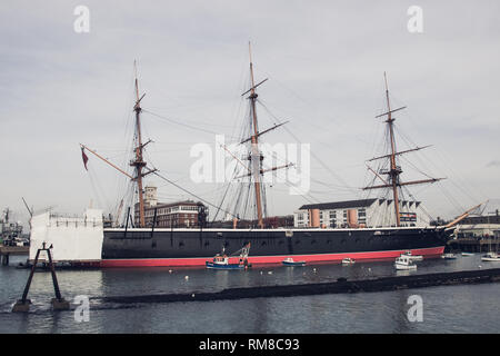 HMS Warrior angedockt in Portsmouth Historic Dockyard Stockfoto