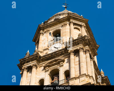 Sie suchen Bei bell Clock Tower, Kathedrale Basilica, Malaga, Andalusien, Spanien Stockfoto