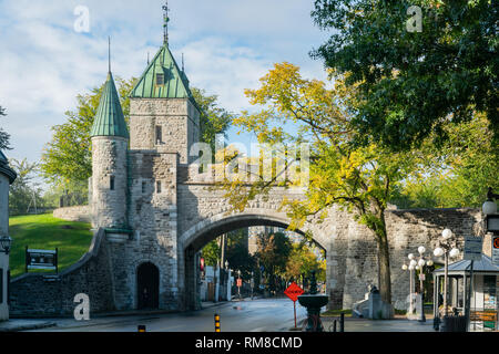 Quebec, OKT 3: Nachmittag Ansicht der alten Porte Saint-Louis Mauer am Okt 3, 2018 in Quebec, Kanada Stockfoto