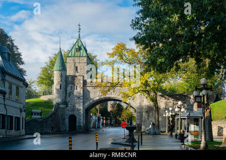 Quebec, OKT 3: Nachmittag Ansicht der alten Porte Saint-Louis Mauer am Okt 3, 2018 in Quebec, Kanada Stockfoto