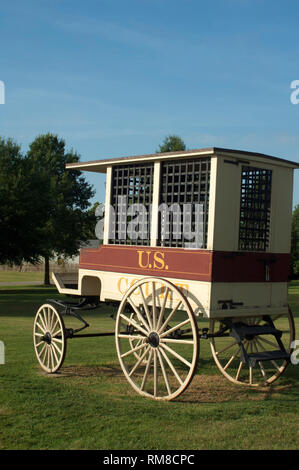 Paddy Wagen für den Transport von Gefangenen, Fort Smith National Historic Site, Arkansas. Digitale Fotografie Stockfoto