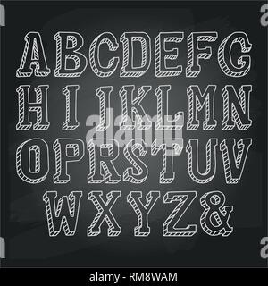 Großbuchstaben hand auf einer Schiefertafel gezeichnet. Vector Illustration, EPS 10. Stock Vektor