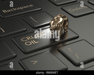 3D-Render von Tastatur mit Rohöl und Tragen. Das Konzept der rückläufigen Trend Stockfoto