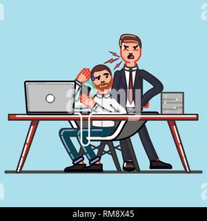 Chef unzufrieden, weil der Mitarbeiter nicht gut funktioniert Stock Vektor