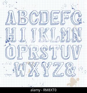 Großbuchstaben Hand auf einem Notebook. Vector Illustration, EPS 10. Stock Vektor