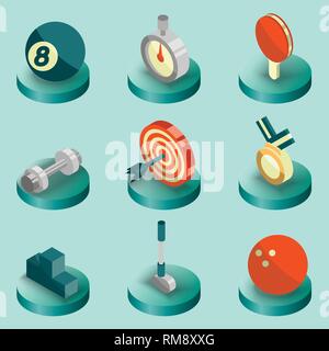 Sport Farbe isometrische Symbole. Vector Illustration, EPS 10. Stock Vektor