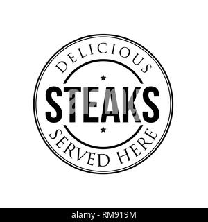 Steaks vintage Stempel schwarz Logo Stock Vektor